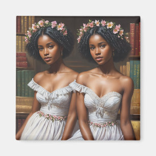 Aimant Bibliothèque Twin Sisters Melanin Gemini