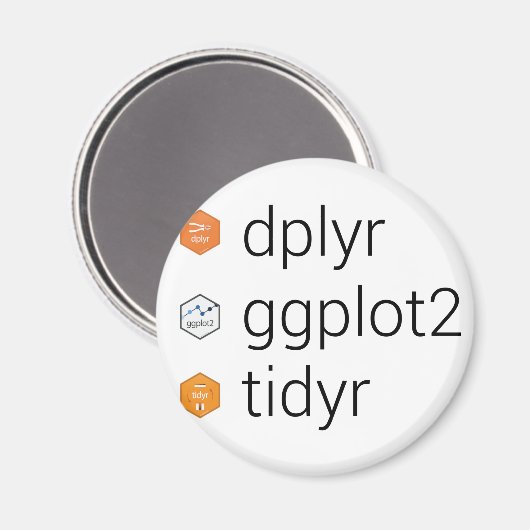 Aimant Bibliothèques Tidyverse : dplyr, ggplot2, tidyr (Recto/Verso)