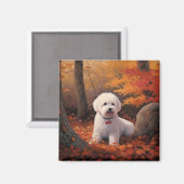 Aimant Bichon Frise à l'automne Feuilles automne Inspire (Recto/Verso)