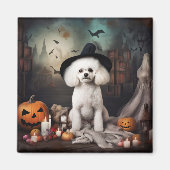 Aimant Bichon Frise Citrouilles Halloween effrayant (Devant)