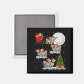 Aimant Bichon Frise Dog Santa Sleigh Flying Funny Magical (Recto/Verso)