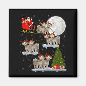 Aimant Bichon Frise Dog Santa Sleigh Flying Funny Magical (Devant)