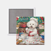 Aimant Bichon Frise Gîtes : Festif Noël (Recto/Verso)