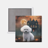 Aimant Bichon frisé Halloween effrayant (Recto/Verso)