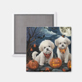 Aimant Bichon Frise Halloween Éffrayant (Recto/Verso)