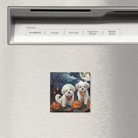 Aimant Bichon Frise Halloween Éffrayant (In Situ (Lave-vaisselle))