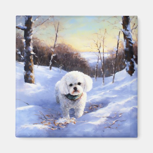 Aimant Bichon Frise Laisser neiger Noël (Devant)
