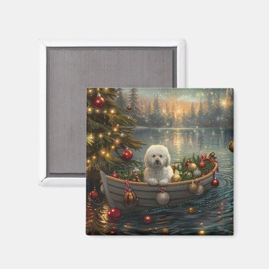 Aimant Bichon Frise Noël Festive Voyage (Recto/Verso)