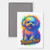 Aimant Bichon Frisé Pop Art Vibrant (Recto/Verso)