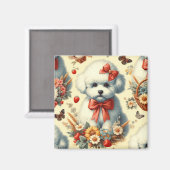 Aimant Bichon Frisé Vintage (Recto/Verso)
