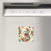 Aimant Bichon Frisé Vintage (In Situ (Lave-vaisselle))
