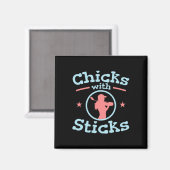 Aimant Bicks Avec Bâtons Golf Club Femmes (Recto/Verso)