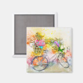 Aimant Bicyclette et fleurs  (Recto/Verso)
