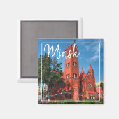Aimant Biélorussie Architecture Minsk L'Église Rouge Magn (Recto/Verso)