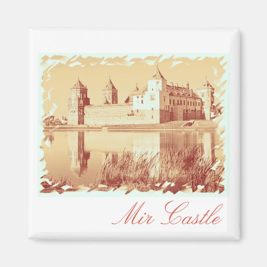 Aimant Biélorussie Mir Château Architecture Peinture Magn (Devant)