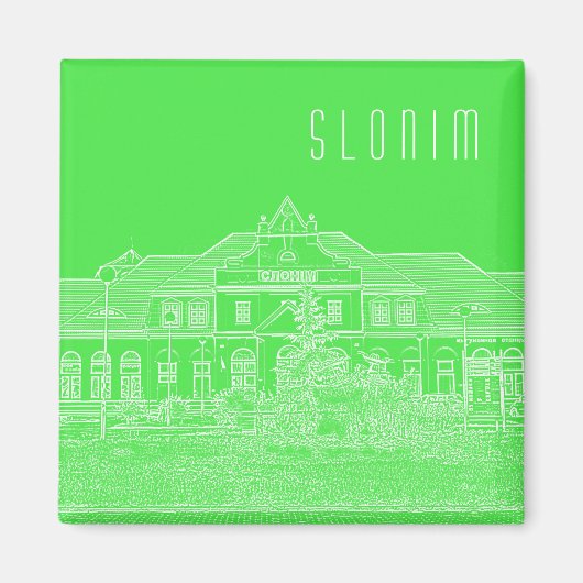 Aimant Biélorussie Slonim Gare Architecture Sketch (Devant)