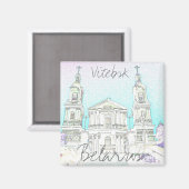 Aimant Biélorussie Vitebsk Stylisé l'architecture magnéti (Recto/Verso)