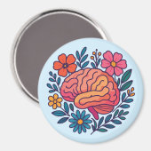 Aimant Bien-être mental Brain en fleurs (Recto/Verso)