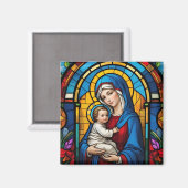 Aimant Bienheureuse Mère Marie et Bébé Jésus - Vierge Mar (Recto/Verso)