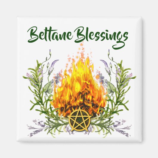 Aimant Bienheureux Beltane Feu Floral Wicca (Devant)
