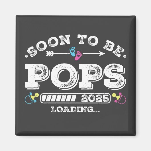 Aimant Bientôt futur papa 2025 Chargement Carré (Devant)