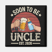 Aimant Bientôt Oncle 2026 Annonce de Grossesse Rétro (Devant)