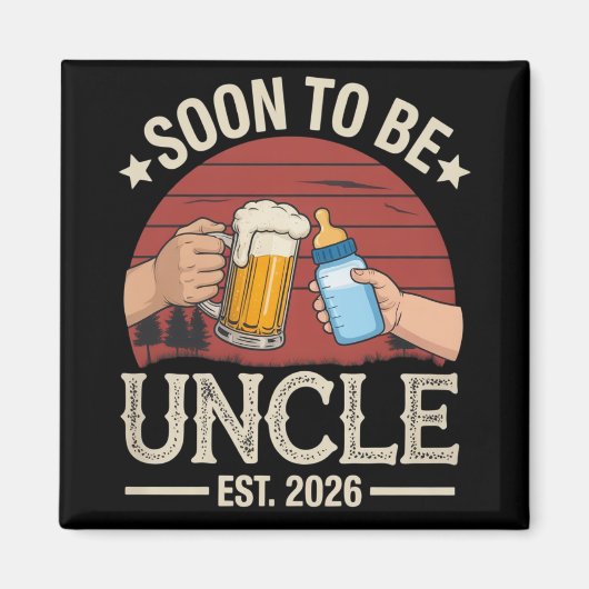 Aimant Bientôt Oncle 2026 Annonce de Grossesse Rétro (Devant)