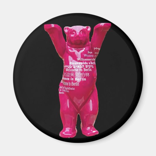 Aimant Bienvenue à Berlin Teddy Bear, Black Back (Devant)