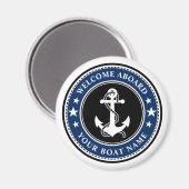 Aimant Bienvenue à bord de votre bateau Nom Ancre Stars M (Recto/Verso)