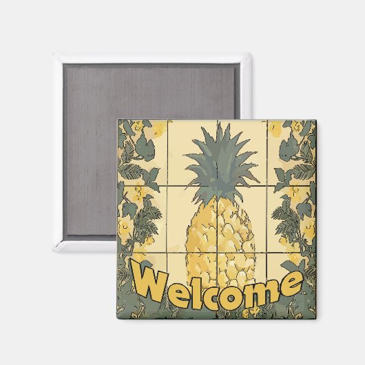 Aimant Bienvenue ananas (Recto/Verso)