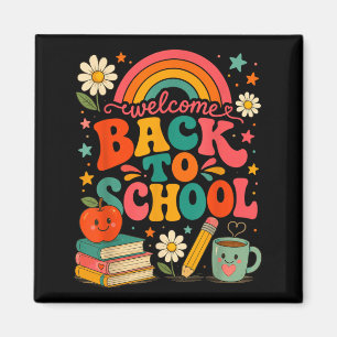 Aimant Bienvenue au retour à l'école Rétro Arc-en-ciel En