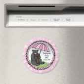 Aimant Bienvenue Bébé Fille Mama Ours et bébé Personnalis (In Situ (Lave-vaisselle))