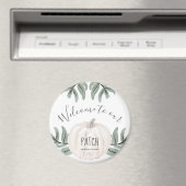 Aimant Bienvenue dans notre Patch avec nom et Citrouille  (In Situ (Lave-vaisselle))