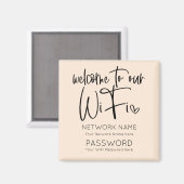 Aimant Bienvenue dans WiFi Détails Invités Cream texte in (Recto/Verso)