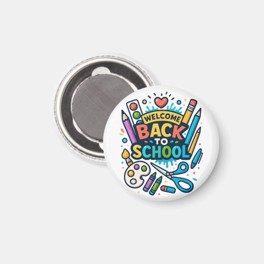 Aimant Bienvenue Retour à l'école Fun Art Design (Recto/Verso)