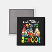 Aimant Bienvenue Retour À L'École Gnomes Fun Enseignants (Recto/Verso)