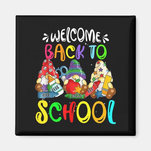 Aimant Bienvenue Retour À L'École Gnomes Fun Enseignants (Devant)