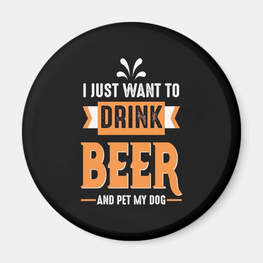 Aimant Bière buveuse Bière et chien (Devant)