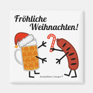 Aimant Bière et bratwurst - Fröhliche Weihnachten !