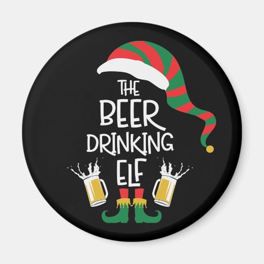 Aimant Bière Noël Elf Drôle Typographie Vacances (Devant)