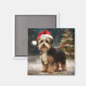 Aimant Biewer Terrier Chien dans Noël de neige (Recto/Verso)