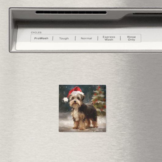 Aimant Biewer Terrier Chien dans Noël de neige (In Situ (Lave-vaisselle))