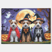 Aimant Biewer Terrier Chiens Citrouille Halloween Funny (Recto)