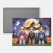Aimant Biewer Terrier Chiens Citrouille Halloween Funny (Recto/Verso)