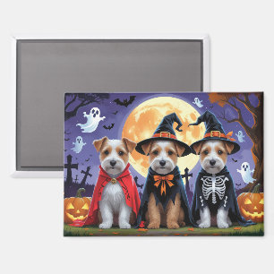 Aimant Biewer Terrier Chiens Citrouille Halloween Funny