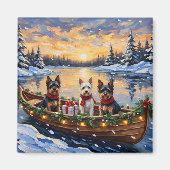 Aimant Biewer Terrier Christmas Boat Holiday (Devant)