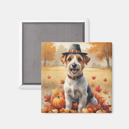 Aimant Biewer Terrier en automne Feuilles d'Action de grâ (Recto/Verso)
