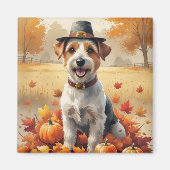 Aimant Biewer Terrier en automne Feuilles d'Action de grâ (Devant)