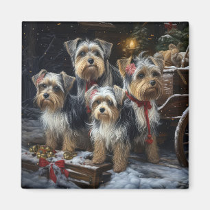 Aimant Biewer Terrier enneigé Traîneau Décor Noël