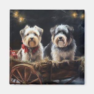 Aimant Biewer Terrier enneigé traîneau Noël décoration